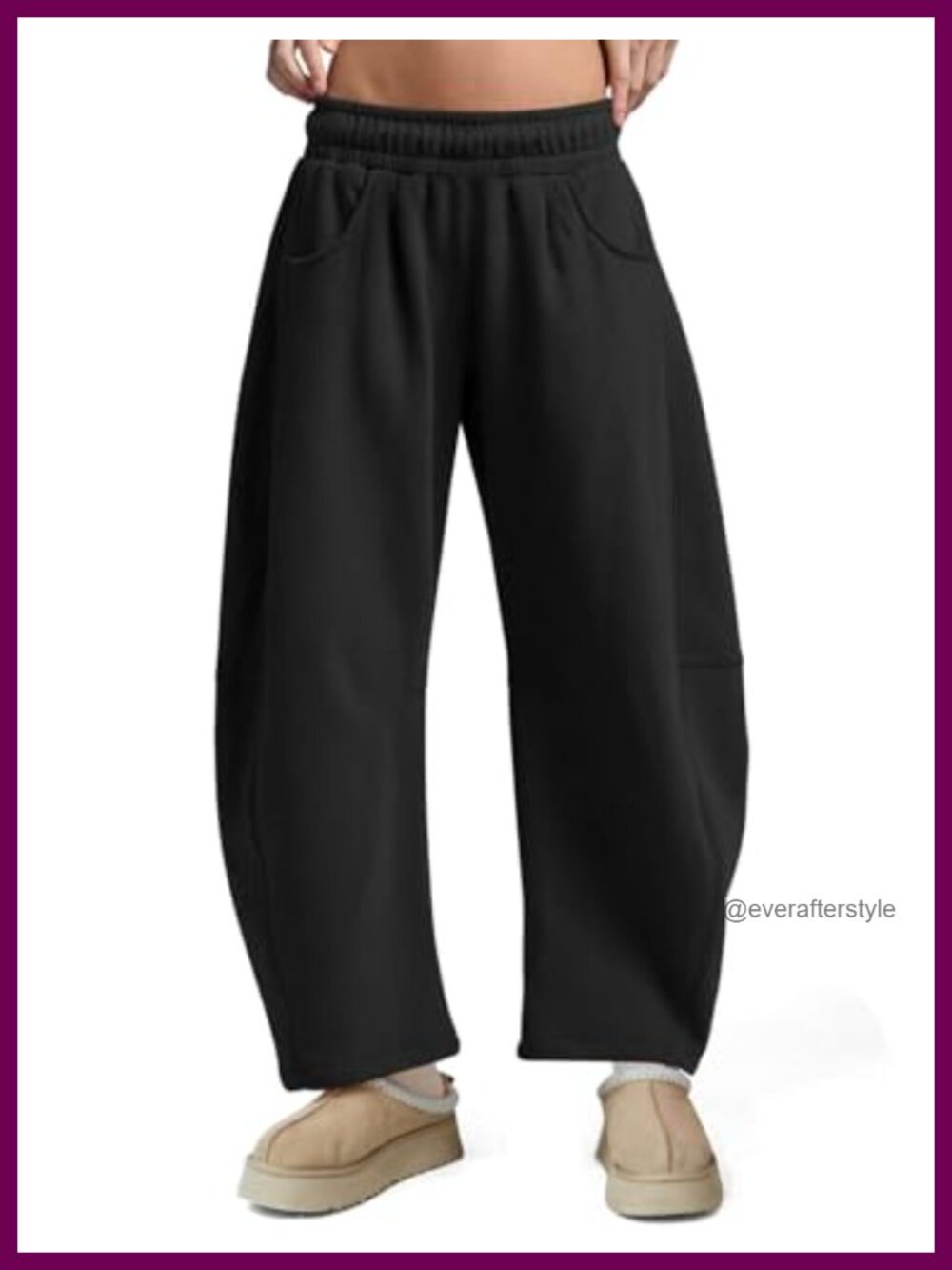 Fleece Lined Barrel Sweatpants Wide Leg High Waist Lounge